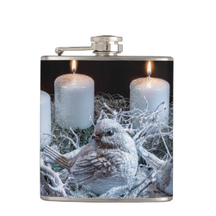 White Advent Kreath Flachmann