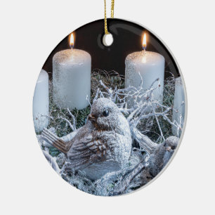 White Advent Kreath Keramik Ornament