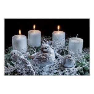 White Advent Kreath Poster