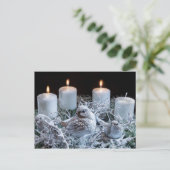 White Advent Kreath Postkarte (Stehend Vorderseite)