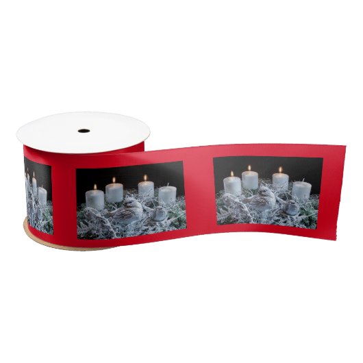 White Advent Kreath Satinband (Spule)