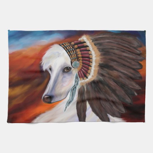 White Afghan Hound Geschirrtuch (Horizontal)