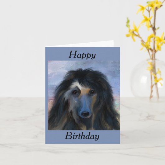 White Afghan Hound Karte (Gelbe Blume)