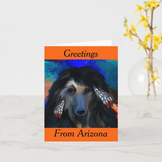 White Afghan Hound Karte (Gelbe Blume)