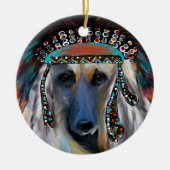 White Afghan Hound Keramik Ornament (Vorne)