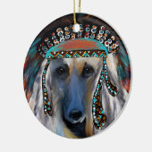 White Afghan Hound Keramik Ornament (Links)