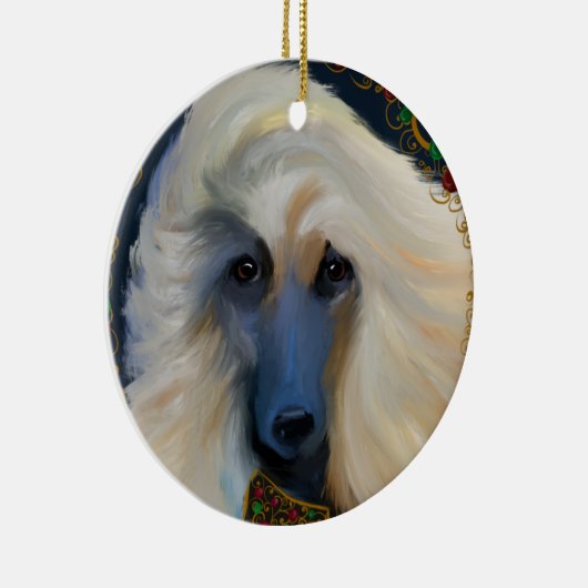 White Afghan Hound Keramik Ornament (Rechts)
