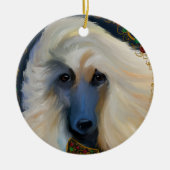 White Afghan Hound Keramik Ornament (Vorne)