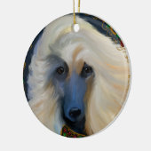 White Afghan Hound Keramik Ornament (Links)