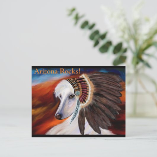 White Afghan Hound Postkarte (Stehend Vorderseite)