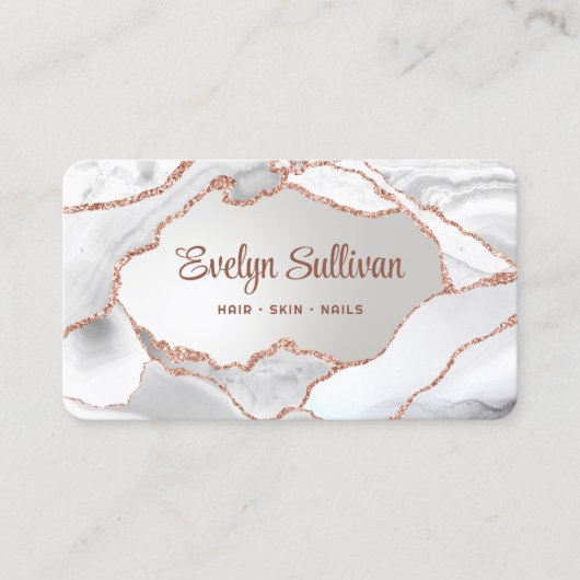 White Agate Imitats Foil Visitenkarte (Vorderseite)