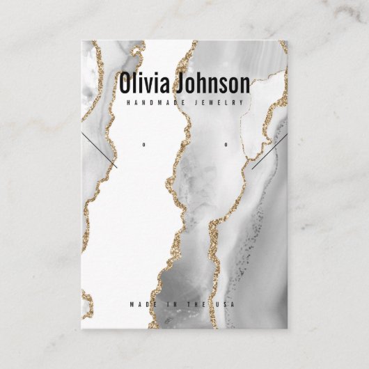 White Agate Schmuck Ohrringe Necklace Display Visitenkarte (Vorderseite)