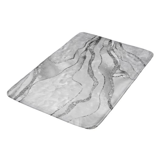 White Agate Silver Glitzer Glam #1 (Imitate Glitze Badematte (Schrägansicht)