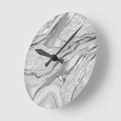 White Agate Silver Glitzer Glam #1 (Imitate Glitze Runde Wanduhr (Winkel)