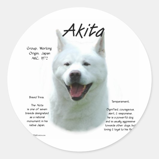 White Akita History Runder Aufkleber (Vorderseite)