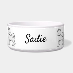 White Alaskan Klee Kai Dog & Individuelle Name Napf