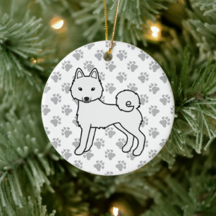 White Alaskan Klee Kai Niedlich Cartoon Dog Keramik Ornament