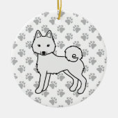 White Alaskan Klee Kai Niedlich Cartoon Dog Keramik Ornament (Vorne)