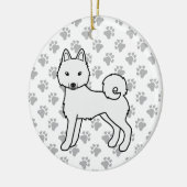 White Alaskan Klee Kai Niedlich Cartoon Dog Keramik Ornament (Links)