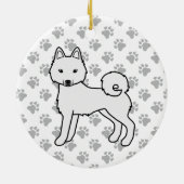 White Alaskan Klee Kai Niedlich Cartoon Dog Keramik Ornament (Hinten)