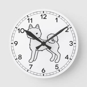 White Alaskan Klee Kai Niedlich Cartoon Dog Runde Wanduhr