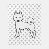 White Alaskan Klee Kai Niedlich Dog & Paws Fleecedecke (Vorderseite)