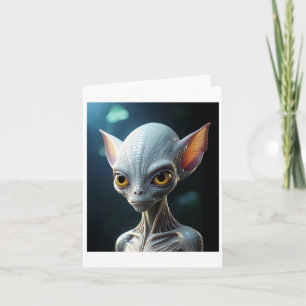 White Alien Sticker Karte