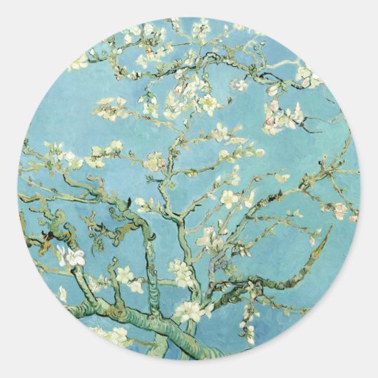 White almond blossom by Vincent Van Gogh Runder Aufkleber (Vorderseite)