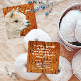 White Alpaca Thank You Discount Business Card Quadratische Visitenkarte