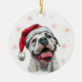 White American Bulldog Dog Christmas Personalized Keramik Ornament (Vorne)