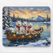 White American Eskimo Dog Christmas Boat Holiday Mousepad (Vorne)