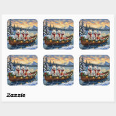 White American Eskimo Dog Christmas Boat Holiday Quadratischer Aufkleber (Blatt)