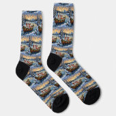 White American Eskimo Dog Christmas Boat Holiday Socken (Rechts)