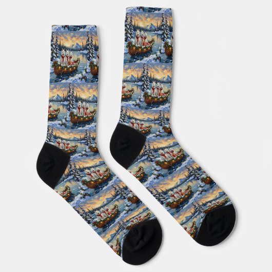 White American Eskimo Dog Christmas Boat Holiday Socken (Rechts)