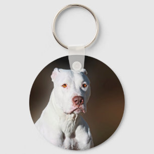 White American Pitbull Terrier Rescue Dog Schlüsselanhänger