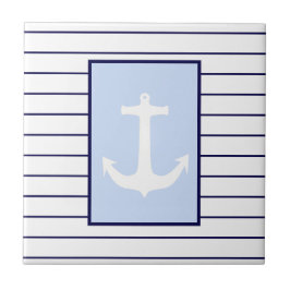White Anchor Kapitän Blue Stripes Sea Fliese