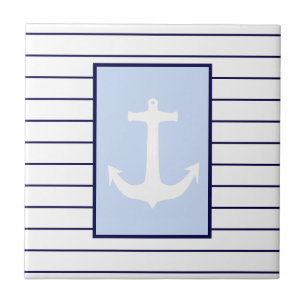 White Anchor Kapitän Blue Stripes Sea Fliese