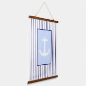 White Anchor Kapitän Blue Stripes Sea Wandteppich Mit Holzrahmen (Gewinkelt)