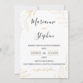 White and Beige Elegant Floral Wedding Invitation Einladung (Vorderseite)