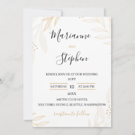 White and Beige Elegant Floral Wedding Invitation Einladung