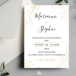 White and Beige Elegant Floral Wedding Invitation Einladung