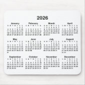 White and Black 2026 Calendar Mousepad (Vorne)