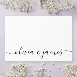 White and Black Calligraphy Script Wedding Gästebuch