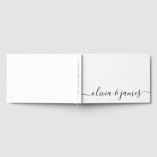 White and Black Calligraphy Script Wedding Gästebuch (Voll)