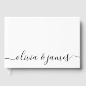 White and Black Calligraphy Script Wedding Gästebuch (Vorderseite)