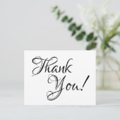 White and Black Calligraphy Thank You Postkarte (Stehend Vorderseite)