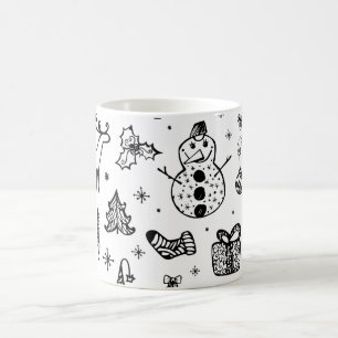 White and Black Christmas Coffee Tasse