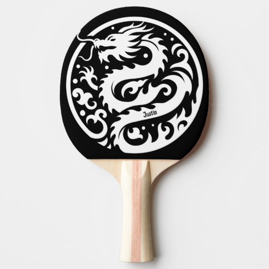 White and Black Dragon Personalized Tischtennis Schläger (Vorderseite)