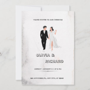 White and Black Ele0gane Clean Simple Paper Textur Einladung