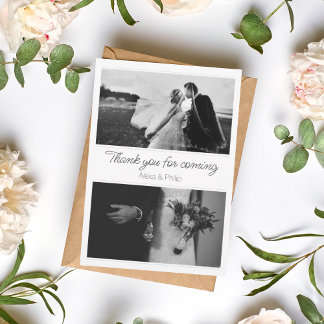 White and Black Foto Collage Wedding Card Feiertagskarte